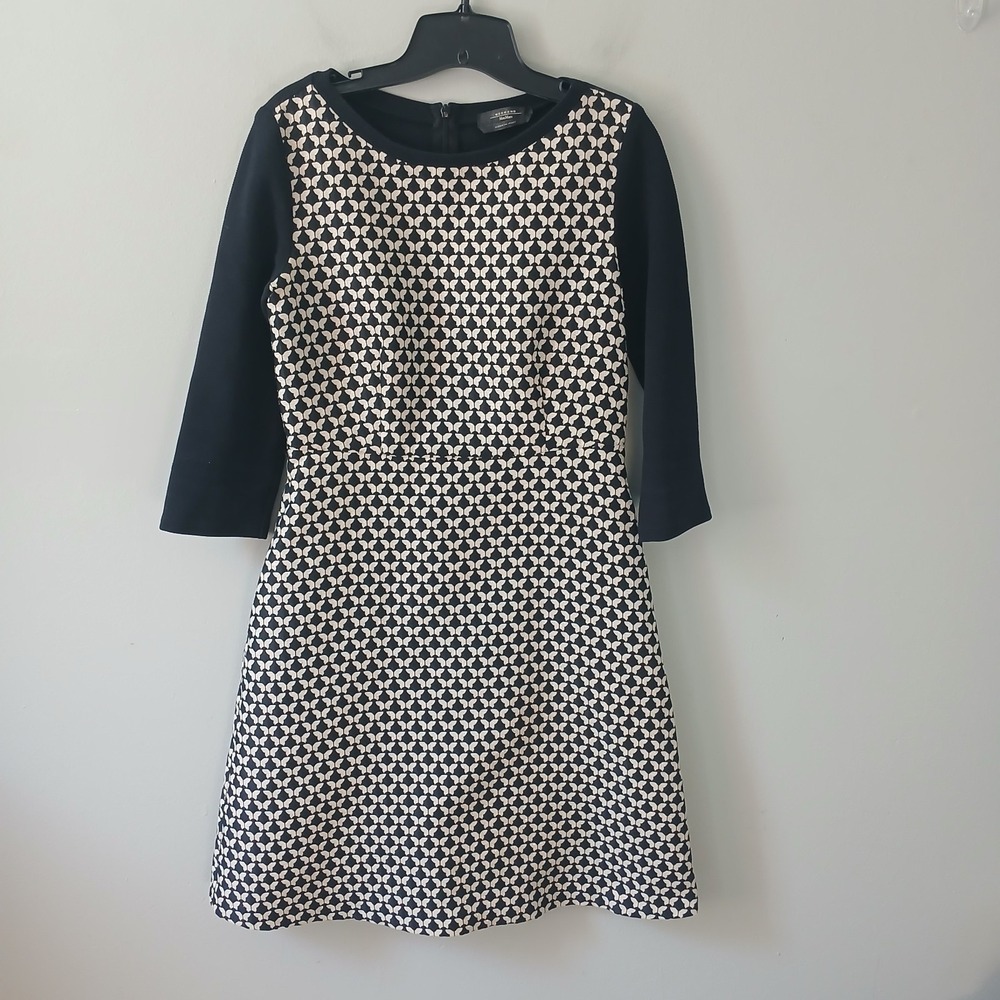 Weekend Max Mara Women's Size Small Black Cream Butterfly Jacquard Shift Dress